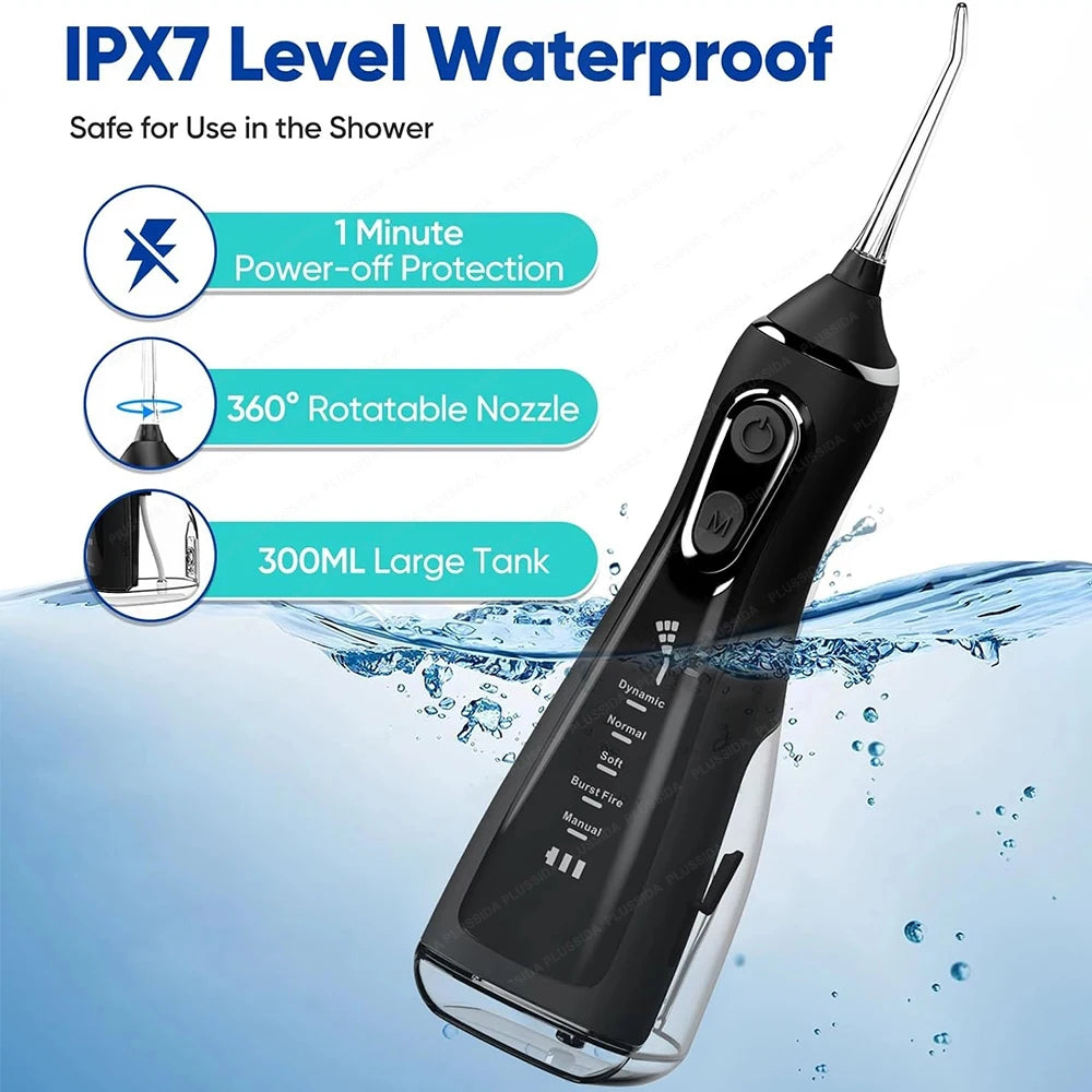 Oral Irrigator Portable Water Flosser Dental Pick 5 Modes 360° Rotated Jet For Cleaning Teeth Thread Floss Mouth Washing Machine