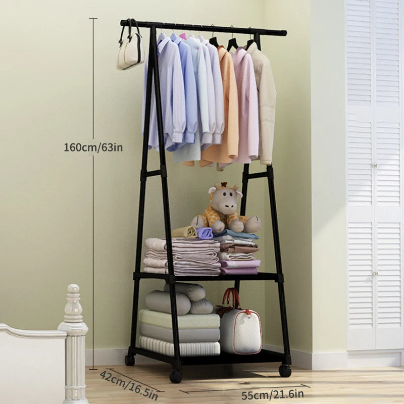 Hat Rack Triangle Hat Rack With Wheels Mobile Multi-Layer Storage Rack Hanging Clothes Rack Drying Rack Simple And Modern