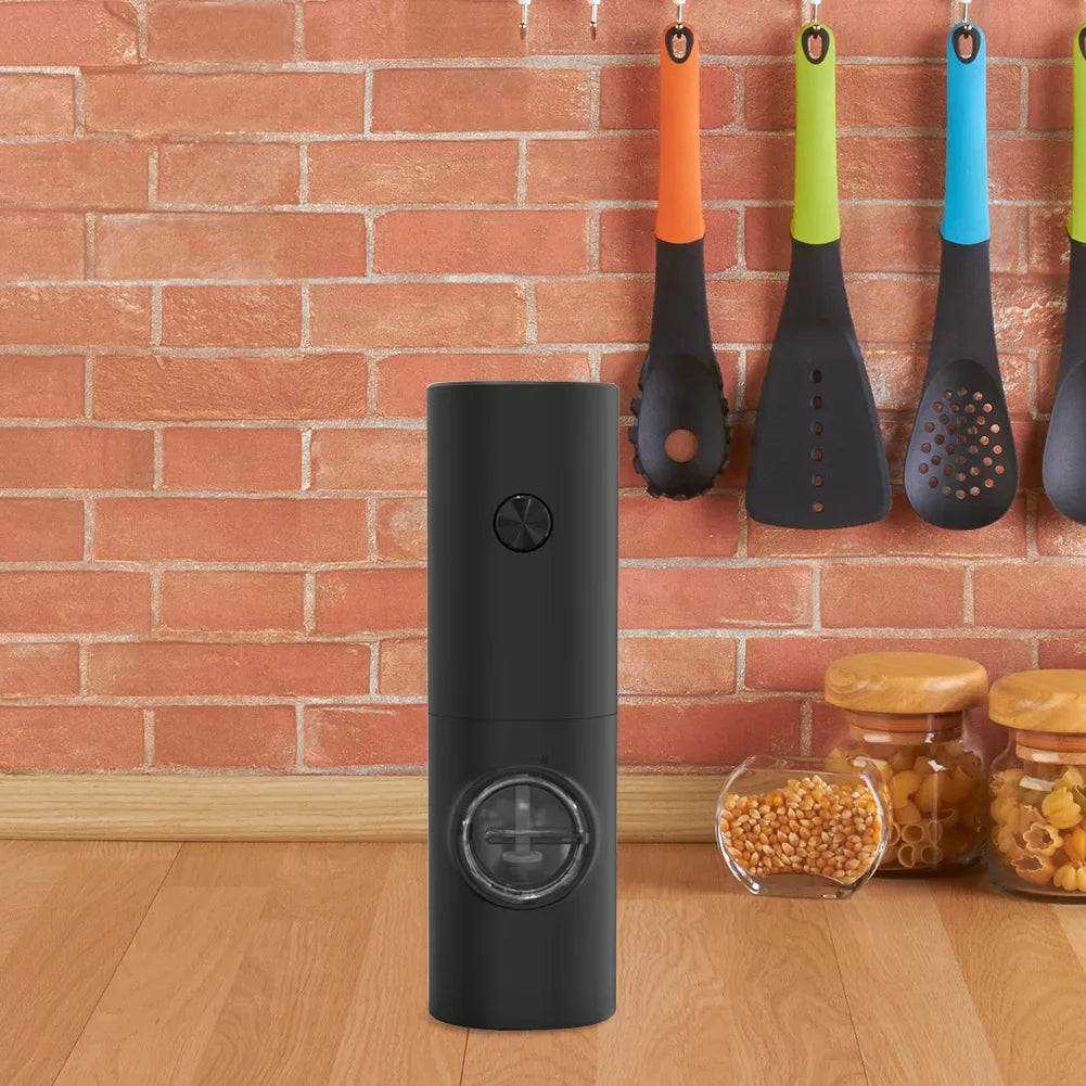 Electric Pepper And Salt Grinder Set Battery Powered With Stylish Base Automatic Pepper Grinder LED Light  Adjustable Thickness