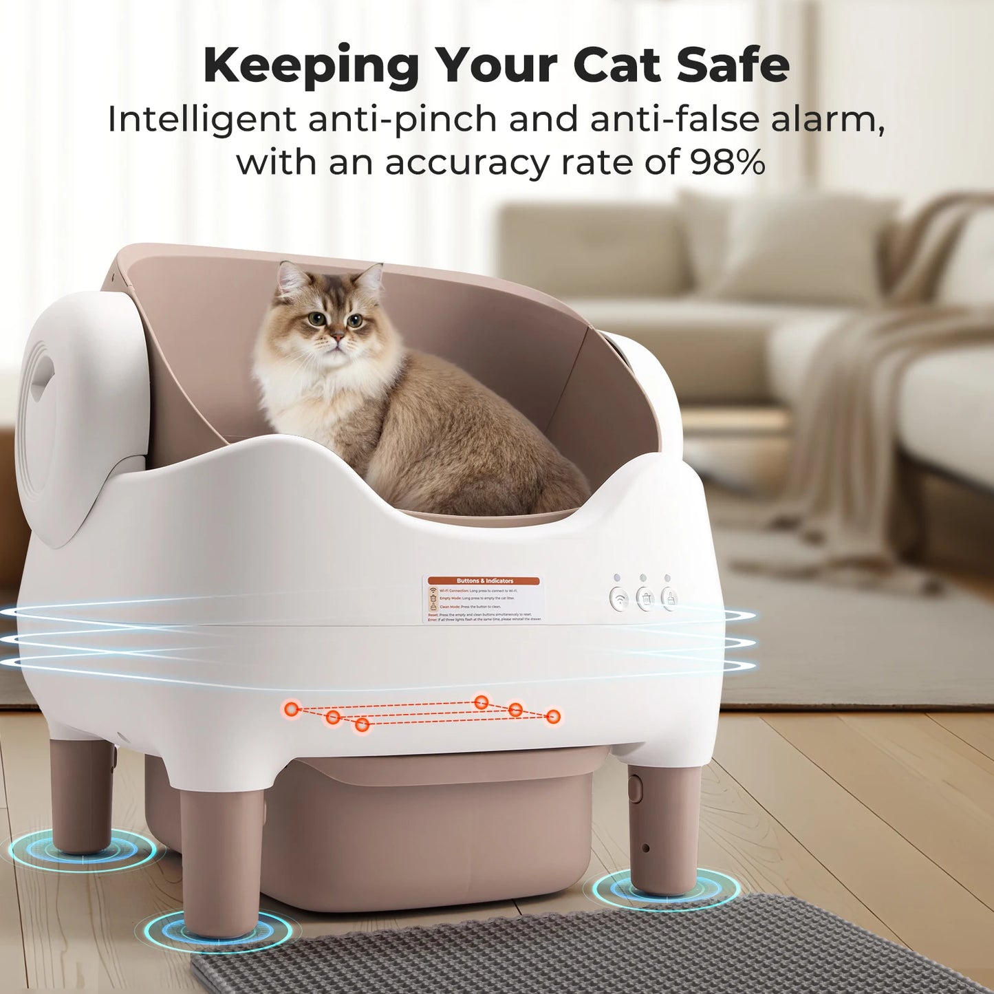 PetPivot Autoscooper 11 Open-Top Self-Cleaning Cat Litter Box，Odor-Free Waste Disposal includes Trash Bags