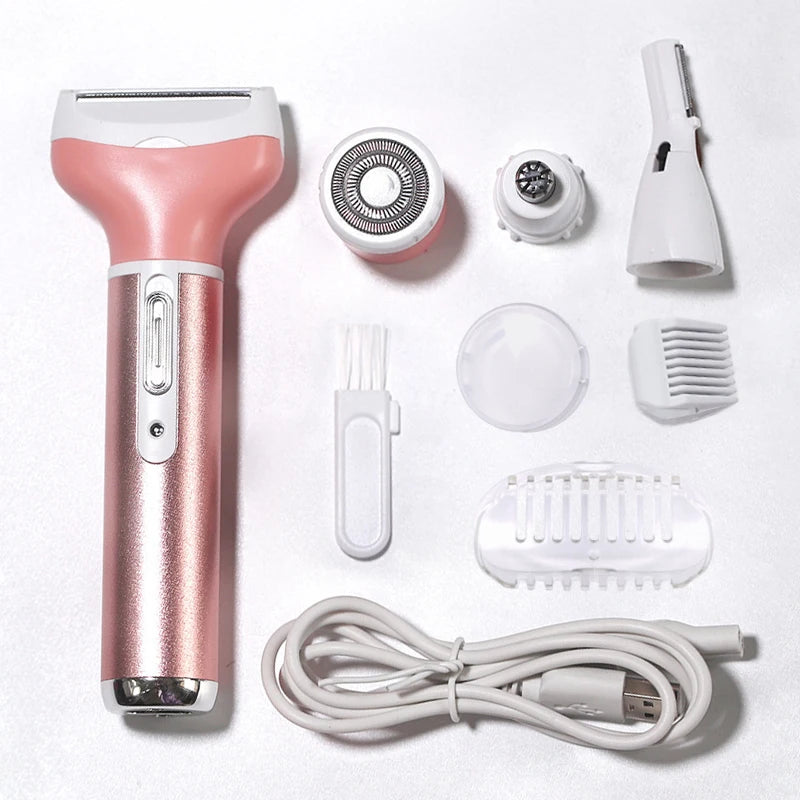 4 in 1 Body Hair Removal Epilator Armpit Hair Bikini Hair Leg Hair Pubic Hair Electric Razor Clipper Shaver Trimmer Women