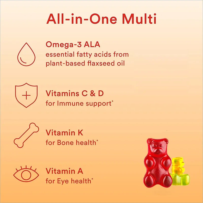 Kids Multivitamins Gummies - Enhance Immunity, Increase Energy, Promote Brain Development, For Bone Health, Eye Health