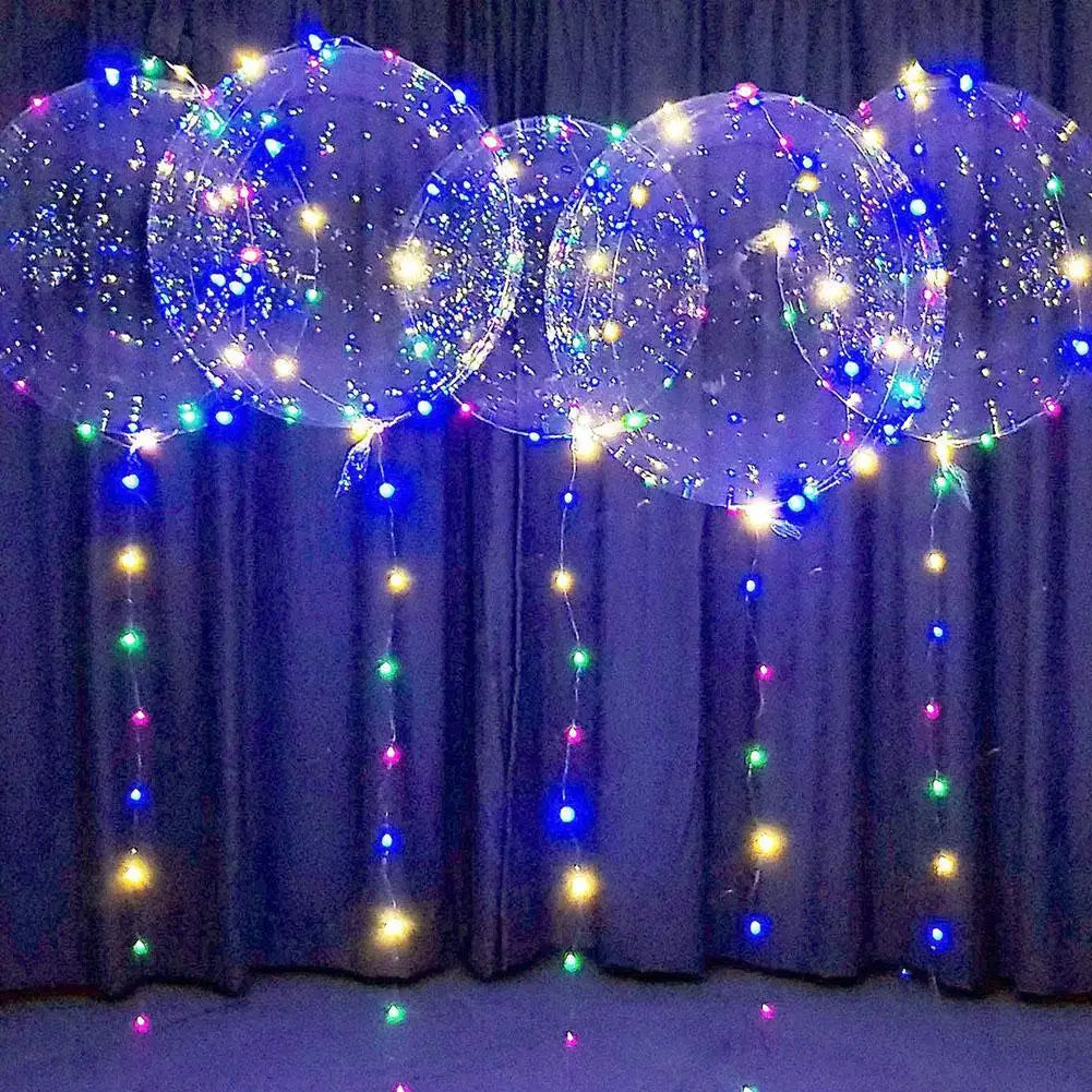 3set Transparent Led Balloons Light Up Balloons With Light Strap Bobo Balloons For Party Birthday Anniversary Wedding Decoration