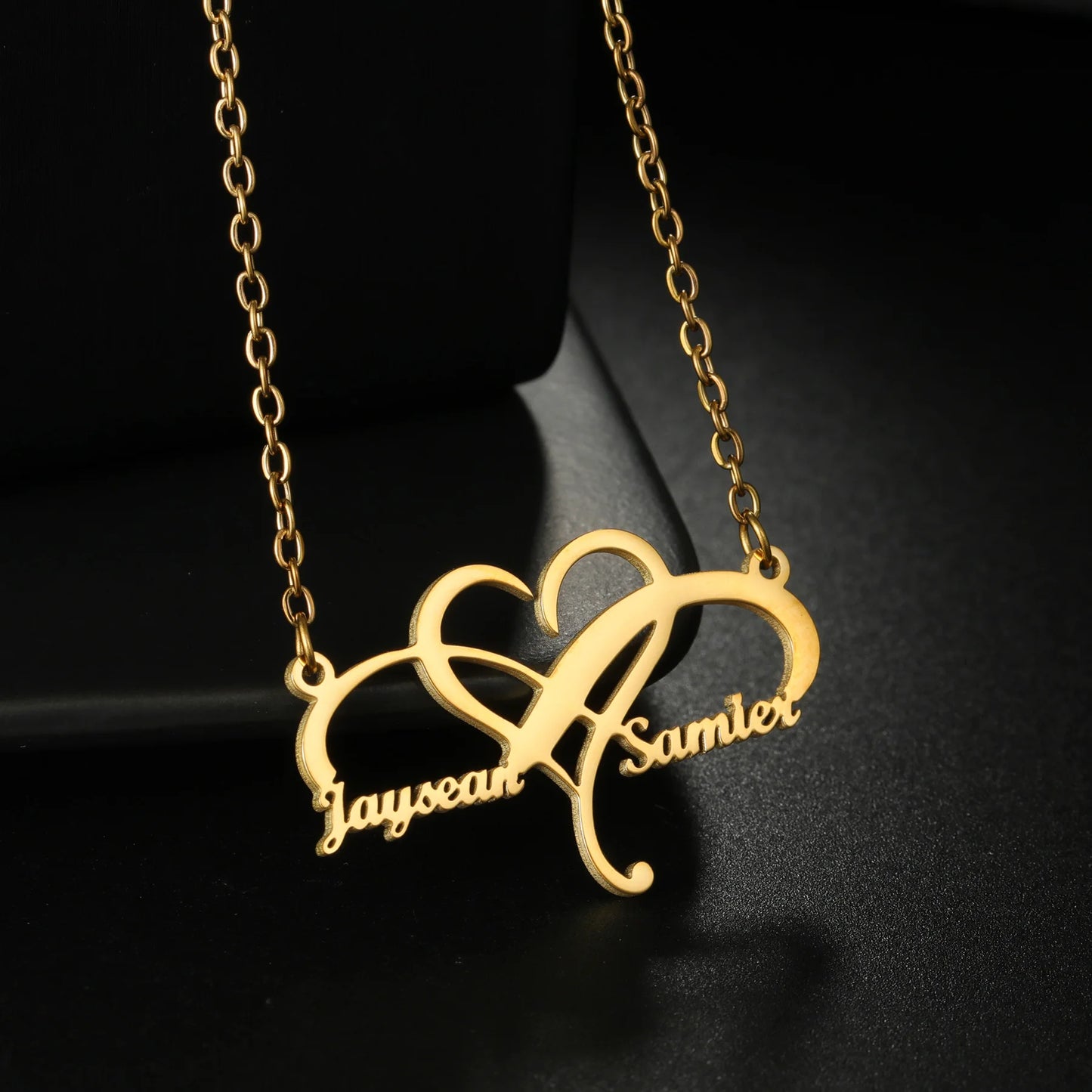Acheerup Personalized Name Infinity Necklace for Women Baby Kids Stainless Steel Custom Heart Crown Chain Choker Birthday Gifts