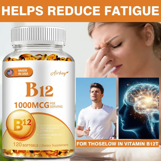 Vitamin B12 - Supports Immune System, Dental Health, Boosts Metabolism, Relieves Anxiety, Anti-aging, Boosts Energy