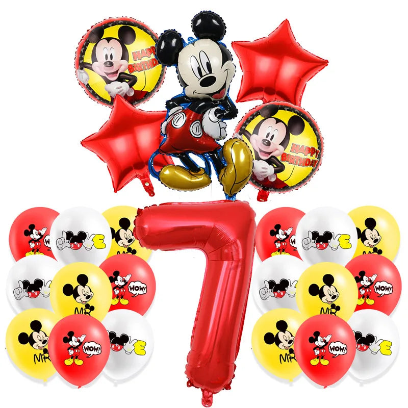 Mickey Mouse Birthday Decoration  Kids Balloons Disposable Tableware Banner Cups Pendant Baby Shower Supplies Kid Gift