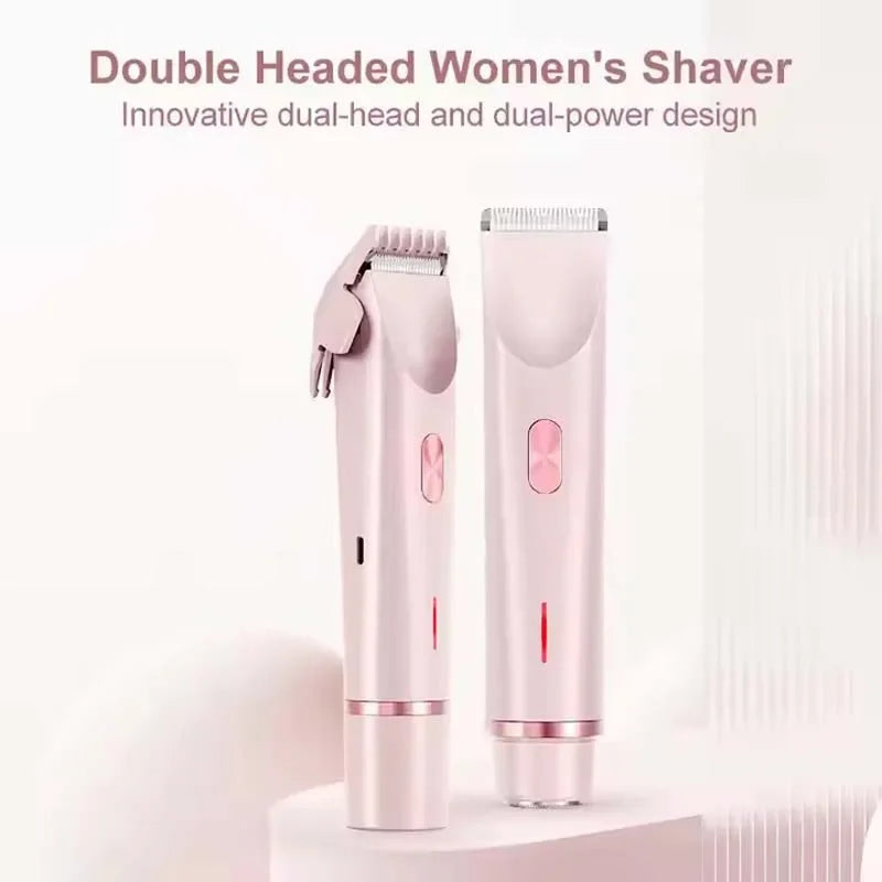 Portable Ladies Shaver  Waterproof 2 in 1 Lady Pubic Hair Groomer Painless Hair Removal Razor Women Electric Body Shaver
