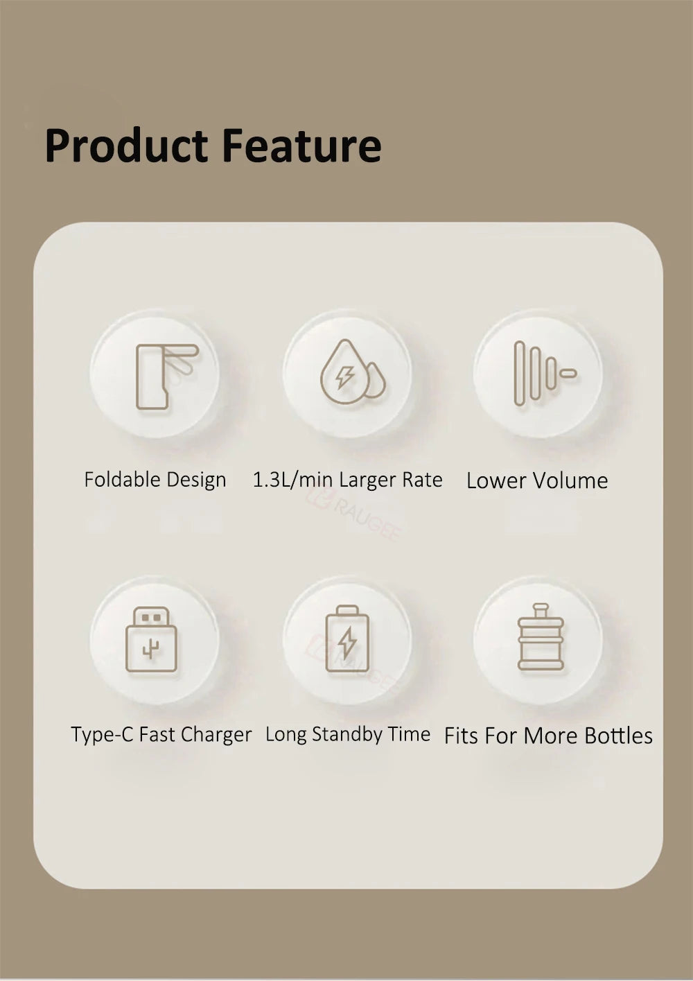 Electric Water Gallon Bottle Pump Automatic Water Dispenser 19 Liters Foldable Desktop Rechargeable Drinking Water Bottle Pump