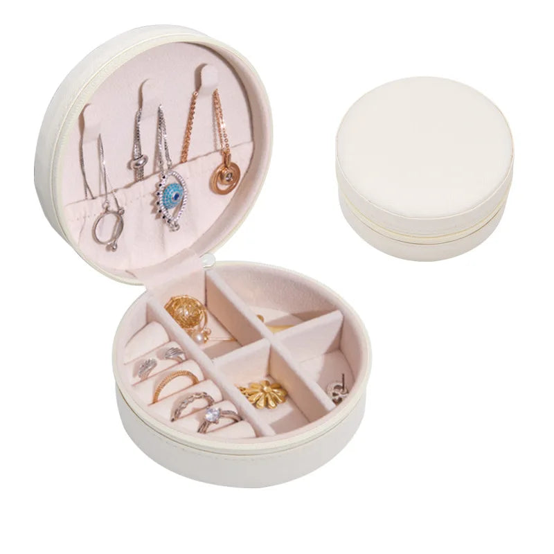 Portable Jewelry Box Jewelry Organizer Display Travel Jewelry Case Boxes Waterproof Leather Storage Zipper Jewelers Joyero