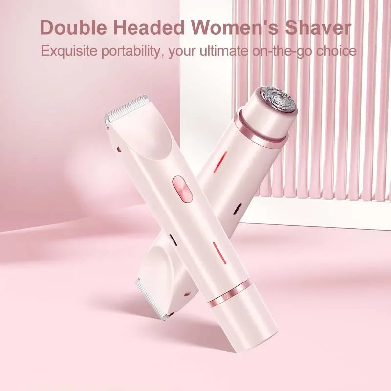 Portable Ladies Shaver  Waterproof 2 in 1 Lady Pubic Hair Groomer Painless Hair Removal Razor Women Electric Body Shaver