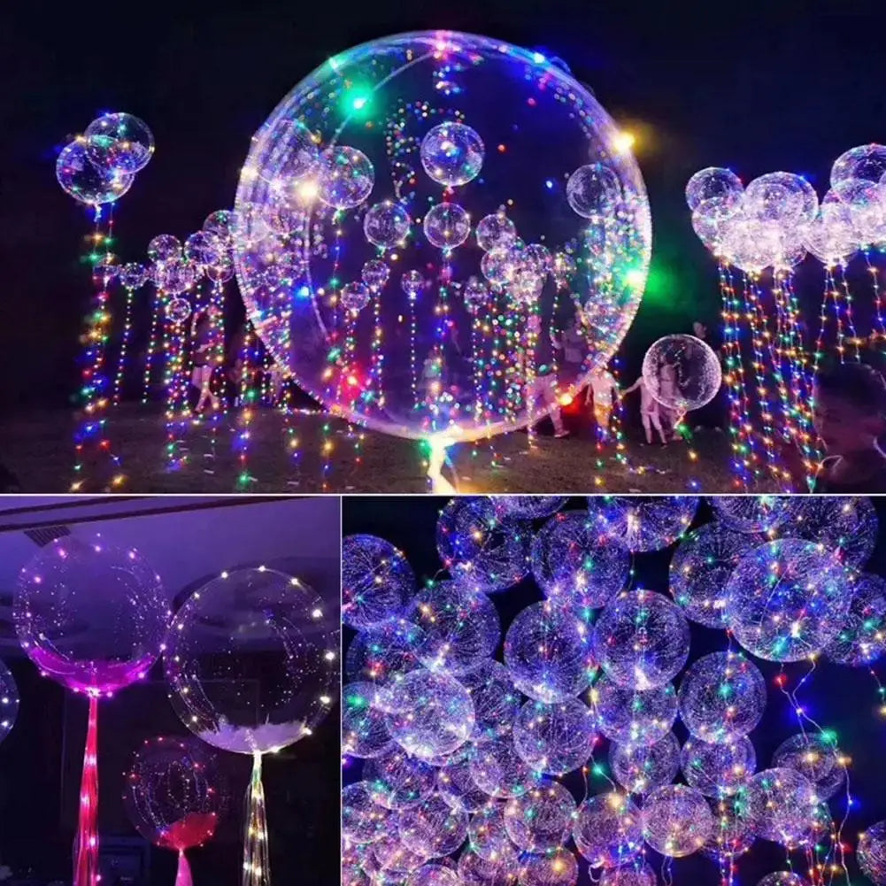 3set Transparent Led Balloons Light Up Balloons With Light Strap Bobo Balloons For Party Birthday Anniversary Wedding Decoration