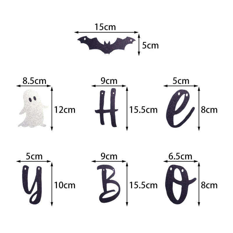 Halloween Party Hanging Banner Garlands Pumpkin Ghost Bat Spider Bunting Paper Banner Halloween Party Home Decorations Props