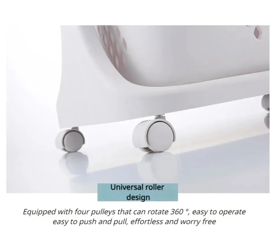 3-Tier Laundry Storage Basket Bathroom Dirty Clothes Storage Basket With Wheel Clothes Sorter Organizer Hamper Rack Rolling Cart