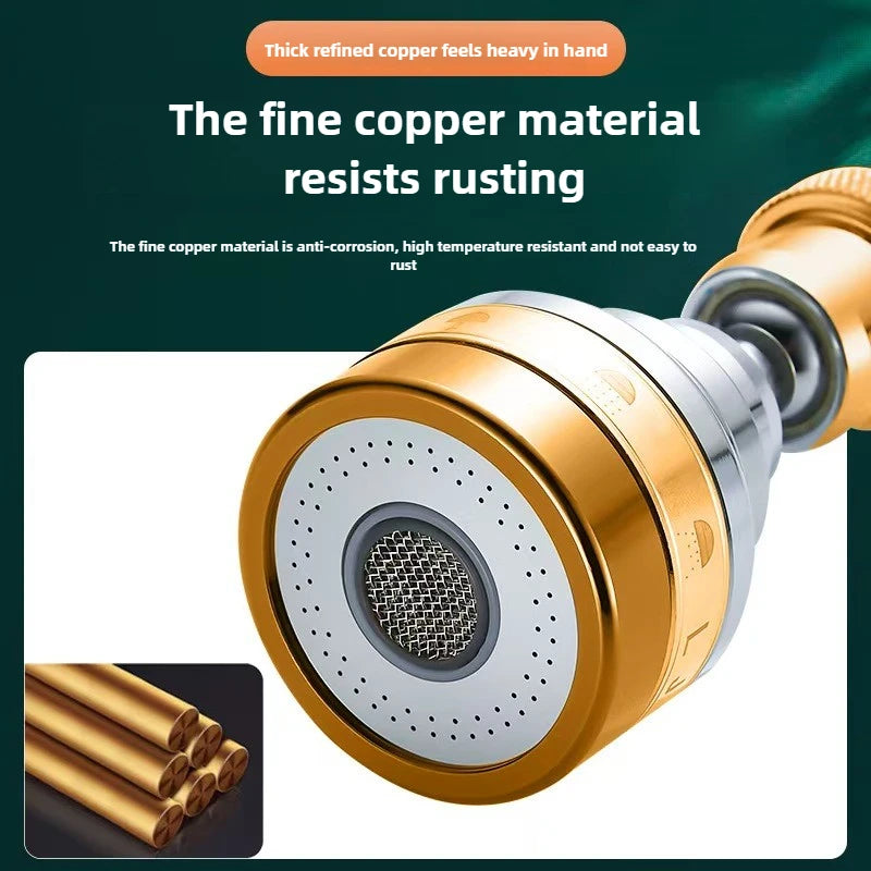 Three Levels Adjustable Brass Kitchen Faucet Aerator Extender Water Saving Anti Splash Stainless Steel Bathroom Accessories