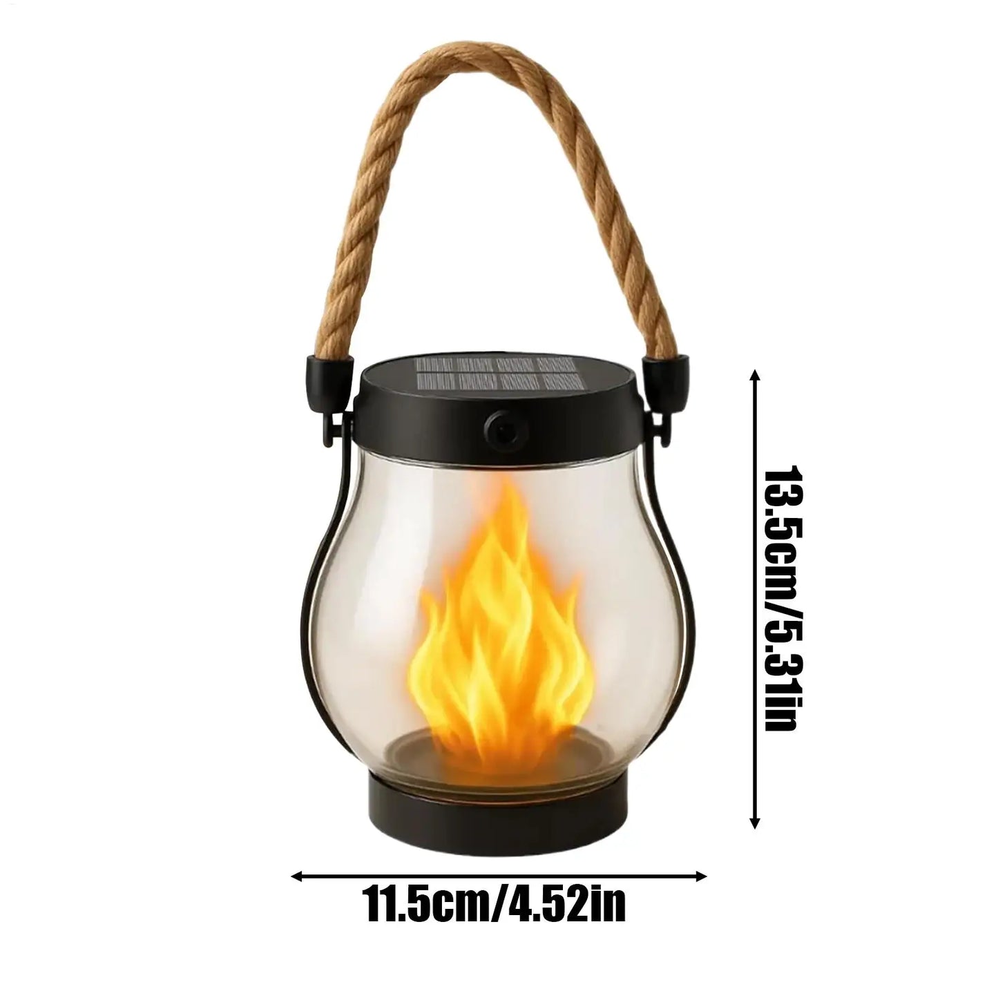 Solar Halloween Flame Lantern, Waterproof Flickering LED Light with USB, Haunted House Garden Balcony Yard Porch Backyard Decor