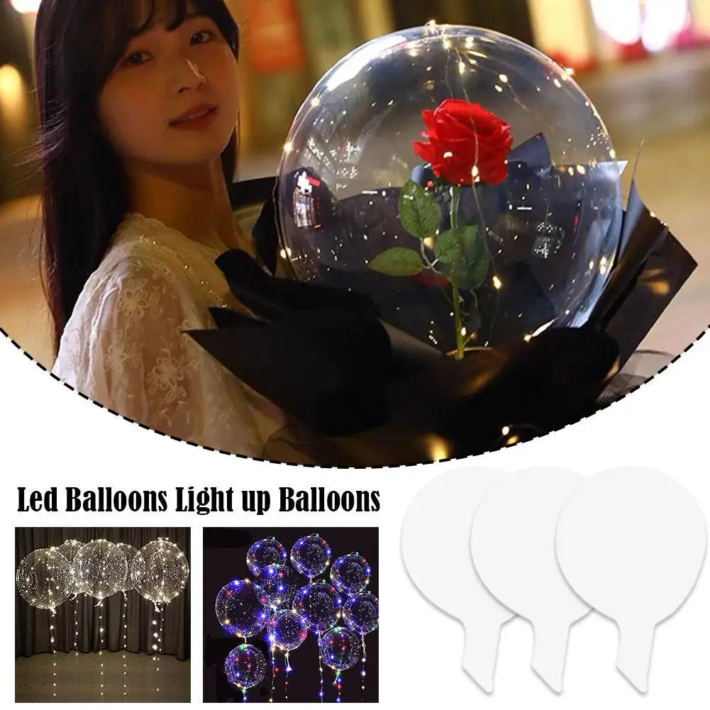 3set Transparent Led Balloons Light Up Balloons With Light Strap Bobo Balloons For Party Birthday Anniversary Wedding Decoration