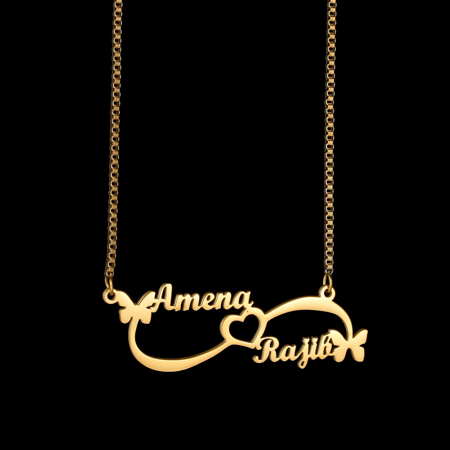Acheerup Personalized Name Infinity Necklace for Women Baby Kids Stainless Steel Custom Heart Crown Chain Choker Birthday Gifts