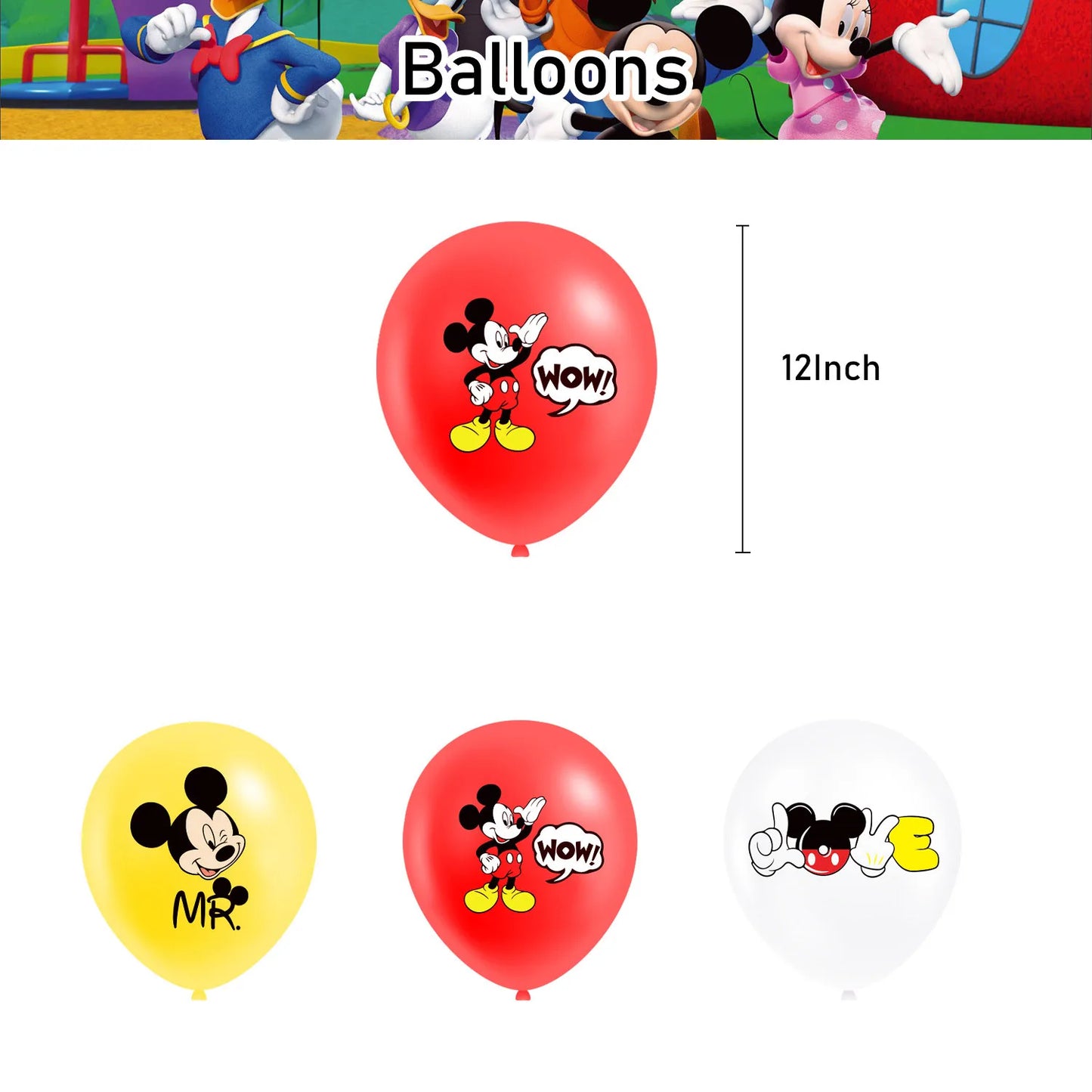 Mickey Mouse Birthday Decoration  Kids Balloons Disposable Tableware Banner Cups Pendant Baby Shower Supplies Kid Gift