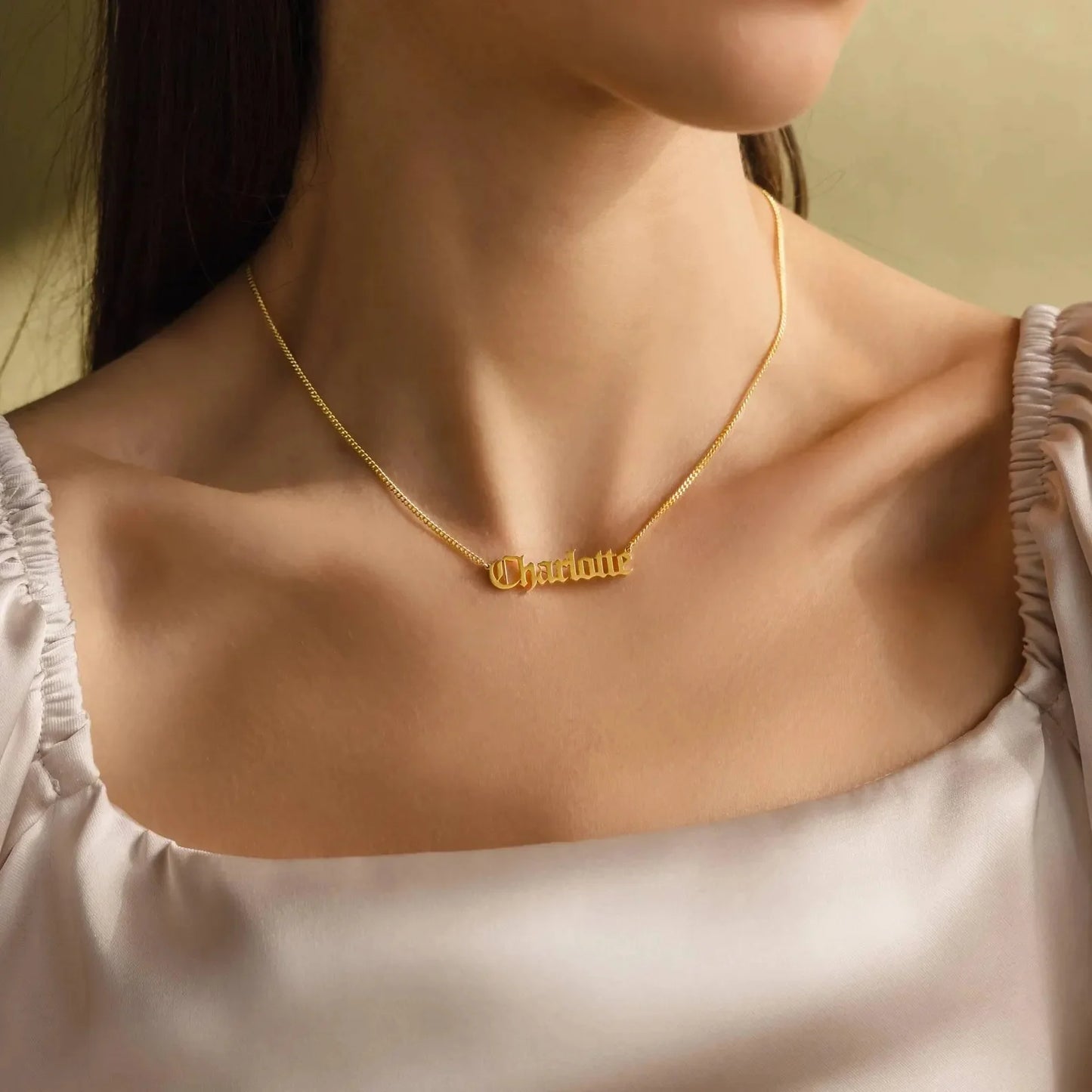 Amaxer Personalised Custom Name Necklace for Women Cursive Letter Pendant Stainless Steel Chains Jewelry Couple Weddings Gifts