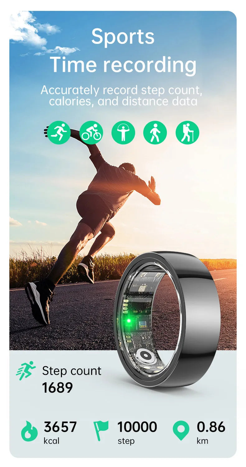 Smart Ring Bluetooth 5.1 Sleep Camera Remote Control Multiple Exercise Modes Wearable Fitness Ring