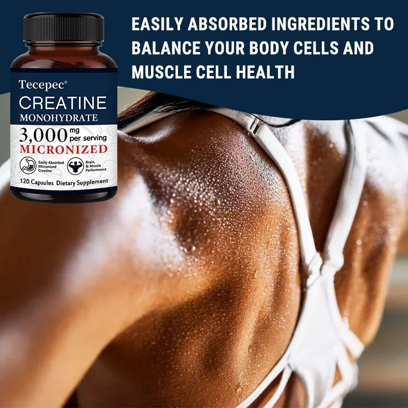 Creatine Monohydrate - Build Muscle, Improve Athletic Performance, Improve Energy Endurance and Promote Recovery - 120 Capsules
