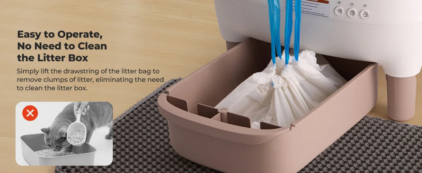 PetPivot Autoscooper 11 Open-Top Self-Cleaning Cat Litter Box，Odor-Free Waste Disposal includes Trash Bags