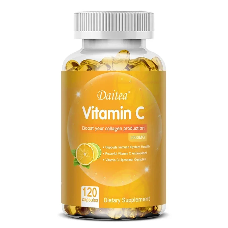 Vitamin C Capsules 2000 mg Rich In Antioxidant Helps Skin & nail and Hair Health  Immune System & Collagen Supplement