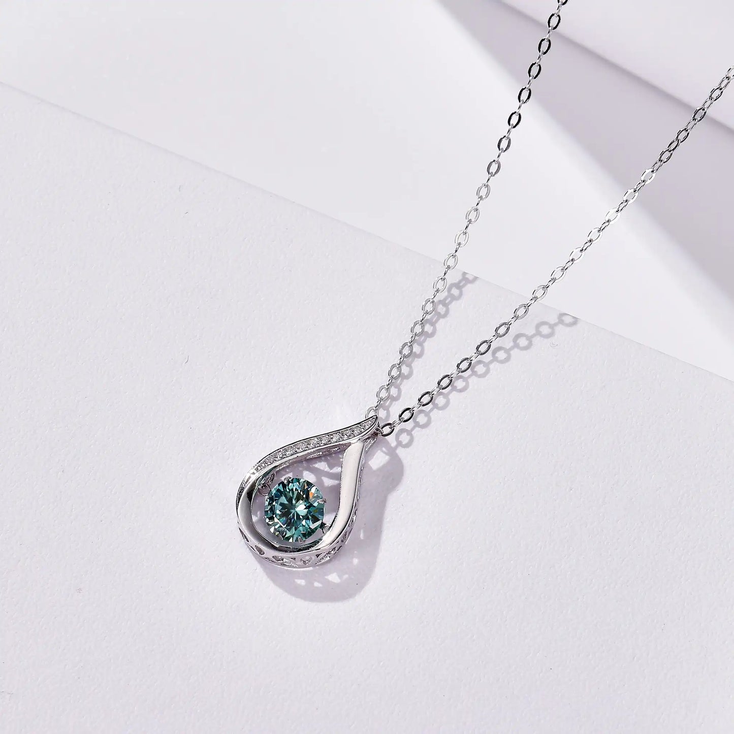 1CT Pass Tested GRA certified Moissanite Pendant Necklace for Women Sterling 925 Silver Lab-created Diamond Pendant with O-chain