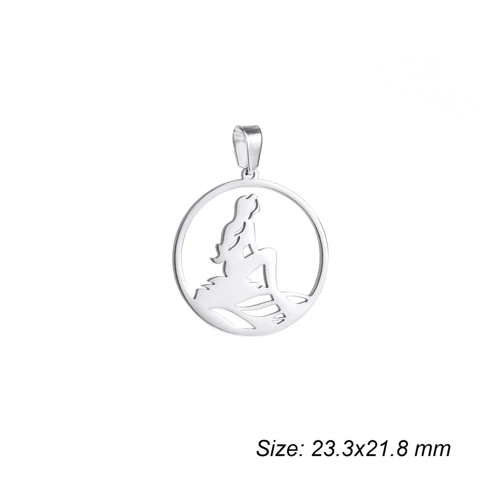 EUEAVAN 1pc Mermaid Stainless Steel Pendant Ocean Sea Fish Tail Charms Necklace Earrings Jewelry Making Accessories Wholesale
