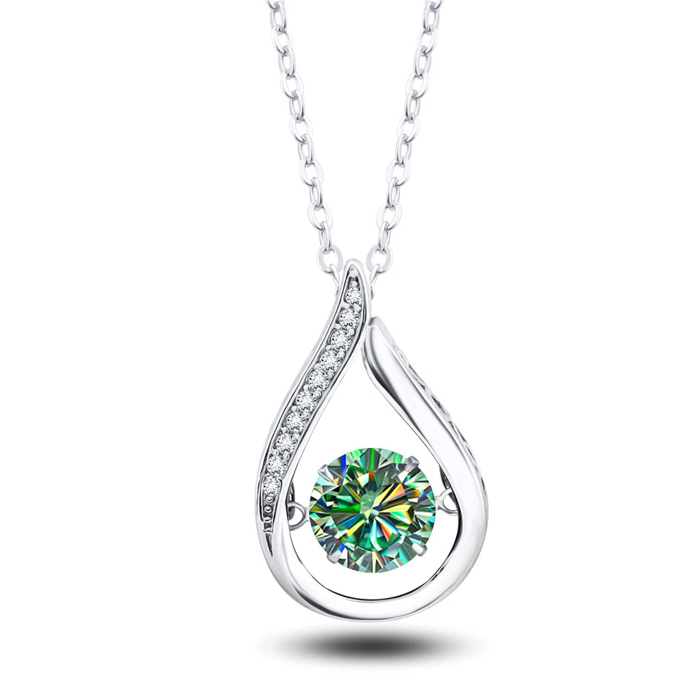 1CT Pass Tested GRA certified Moissanite Pendant Necklace for Women Sterling 925 Silver Lab-created Diamond Pendant with O-chain