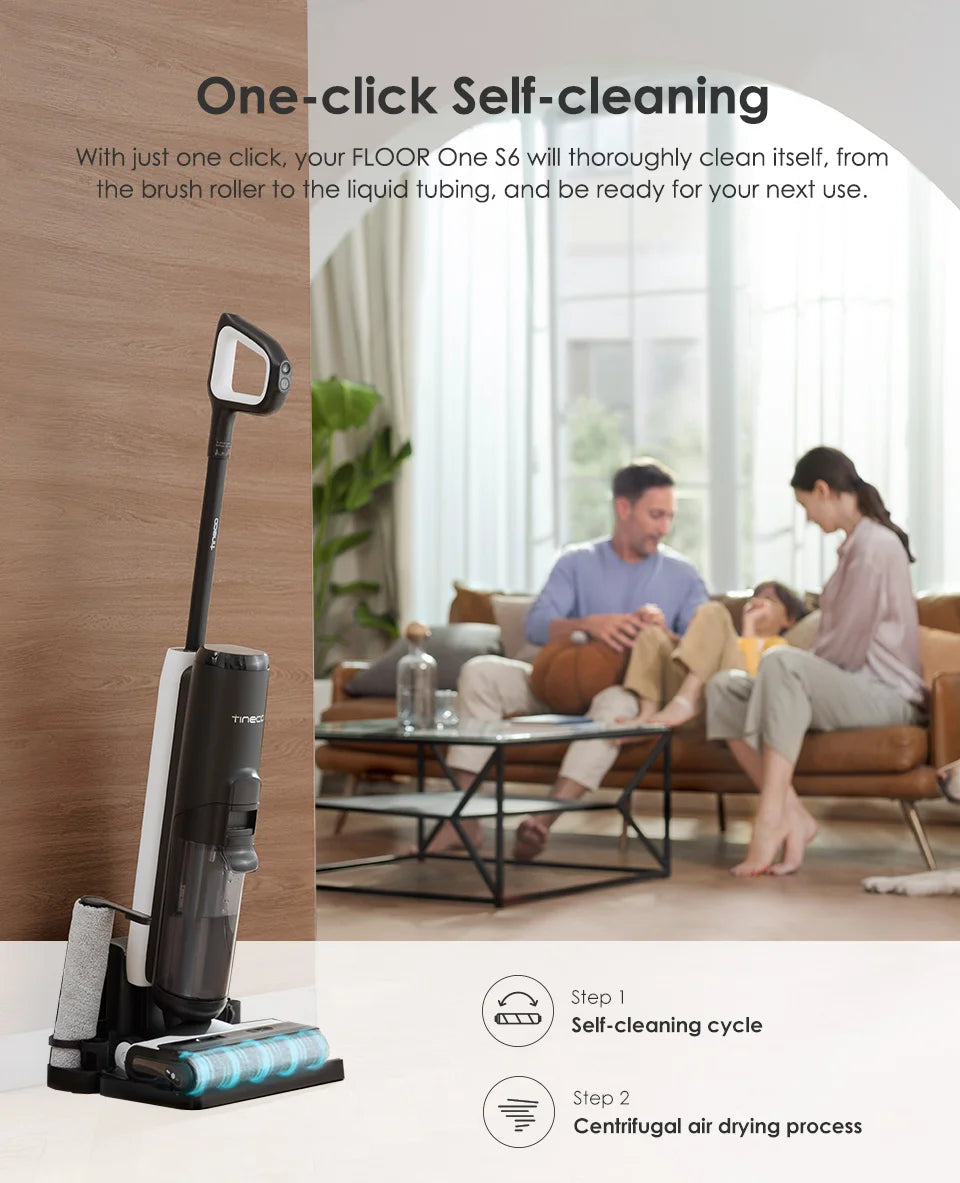 Tineco Floor One S6 Cordless Wet Dry Vacuum Cleaner Floor Washer Mop All-in-One for Hard Floors LED Dual-Sided Edge Cleaning