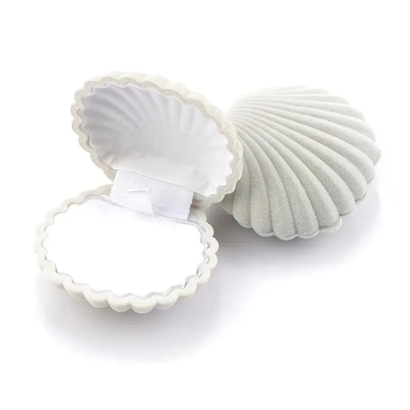 1 Piece Lovely Shell Shape Velvet Jewelry Box Wedding Engagement Ring Box for Earrings Necklace Bracelet Display Gift Box Holder