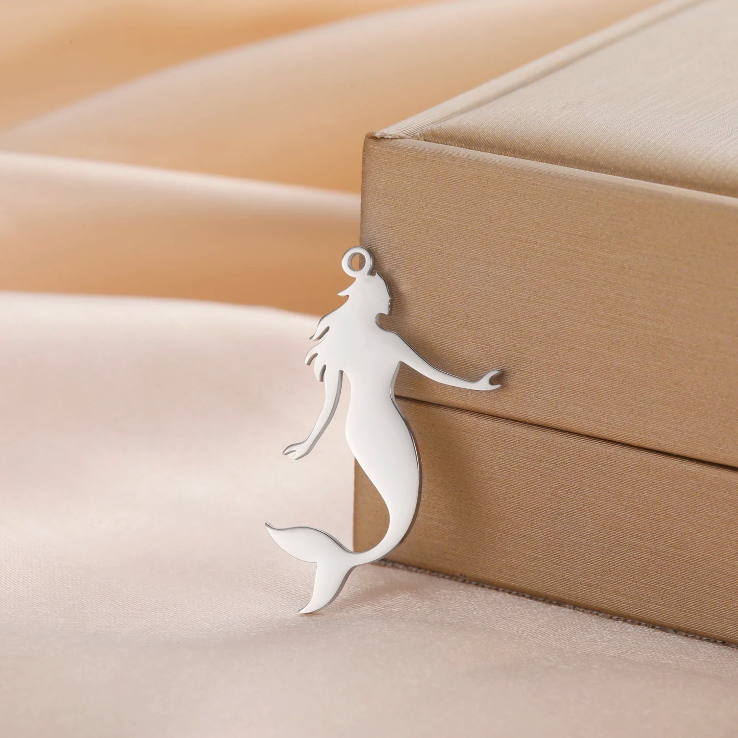 EUEAVAN 1pc Mermaid Stainless Steel Pendant Ocean Sea Fish Tail Charms Necklace Earrings Jewelry Making Accessories Wholesale