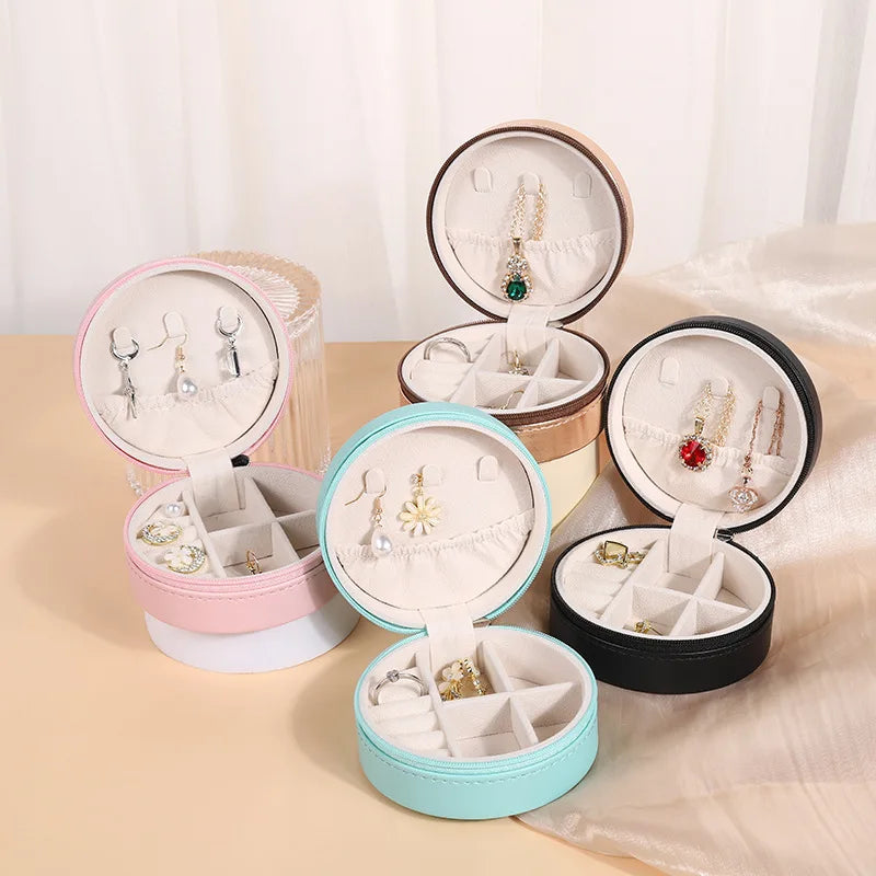 Portable Jewelry Box Jewelry Organizer Display Travel Jewelry Case Boxes Waterproof Leather Storage Zipper Jewelers Joyero