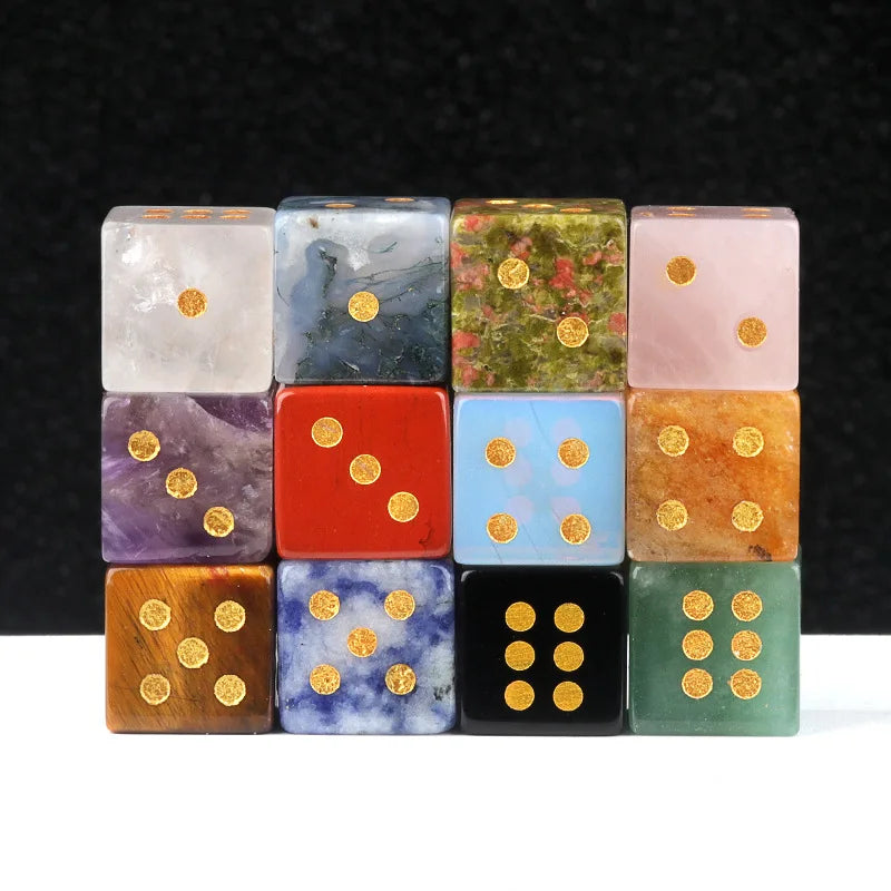 5pc 1.6cm Natural stone amethyst dice Agate tiger eye stone particle Guess the number of points wholesale