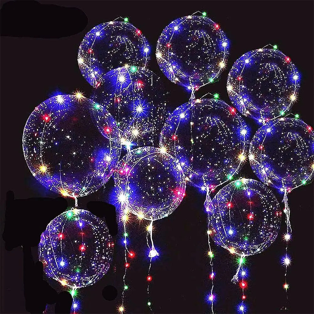 3set Transparent Led Balloons Light Up Balloons With Light Strap Bobo Balloons For Party Birthday Anniversary Wedding Decoration