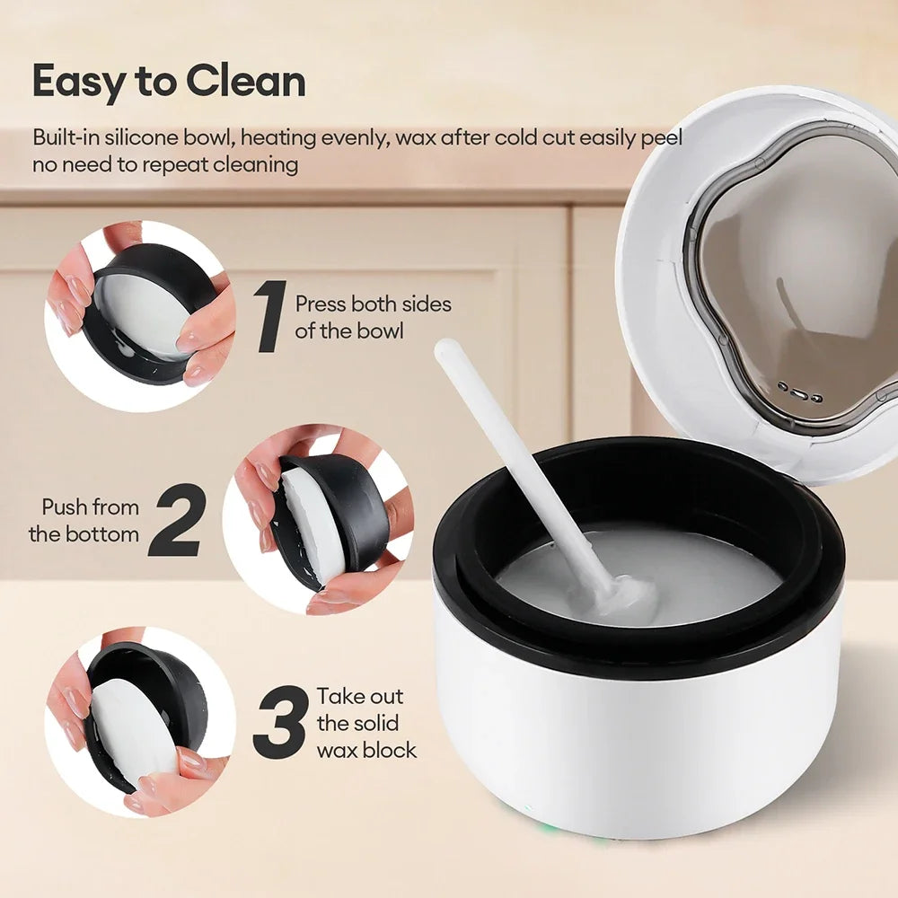 Mini Painless Wax Kit for Men,Women,Wax Heater Machine with 2 Silicone Bowls,3 Silicone Sticks for Nose,Ear,Underarm Hair Remova
