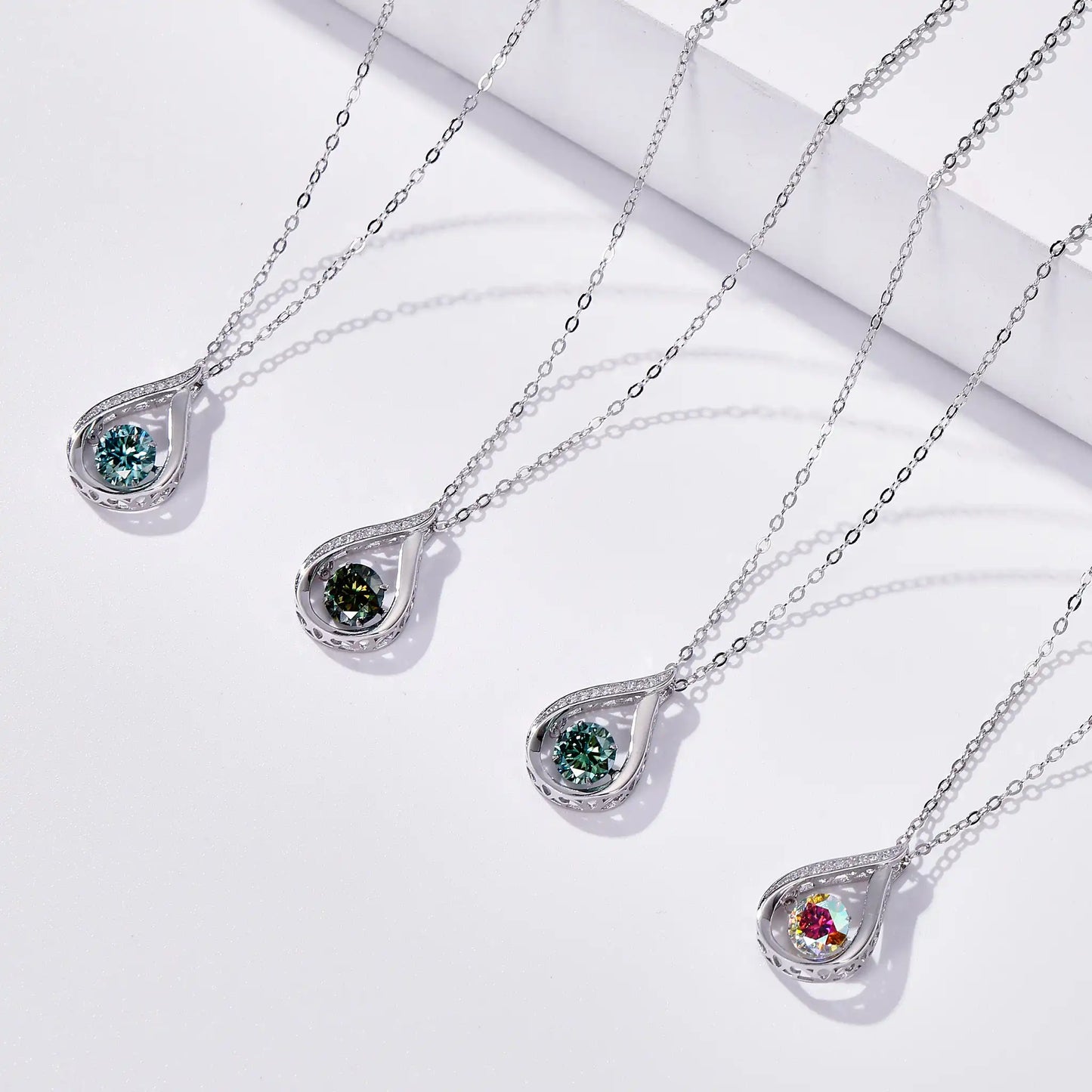 1CT Pass Tested GRA certified Moissanite Pendant Necklace for Women Sterling 925 Silver Lab-created Diamond Pendant with O-chain