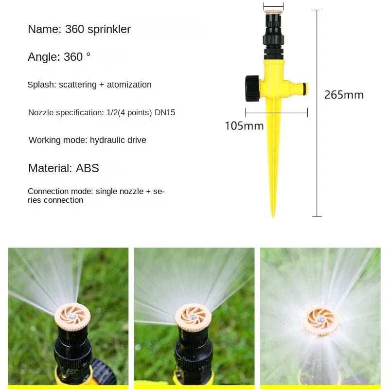 360 Degree Automatic Sprinklers Adjustable Spray Nozzles for Garden Lawn Rotating Watering System Agriculture Irrigation Tool