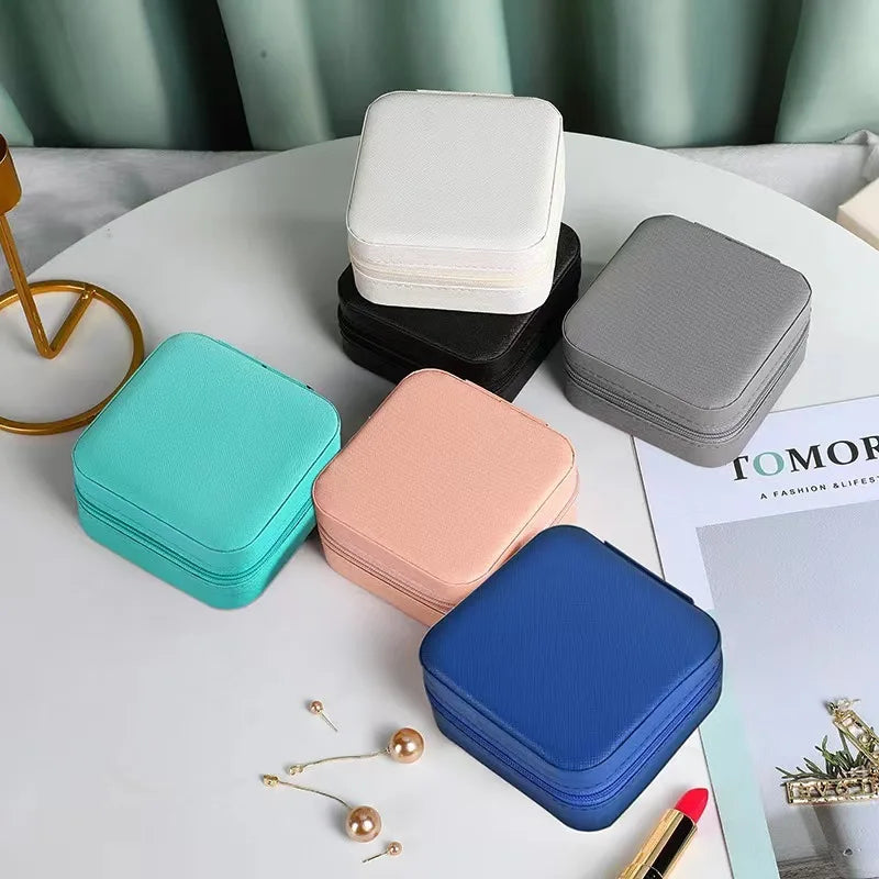 Portable Jewelry Box Jewelry Organizer Display Travel Jewelry Case Boxes Waterproof Leather Storage Zipper Jewelers Joyero