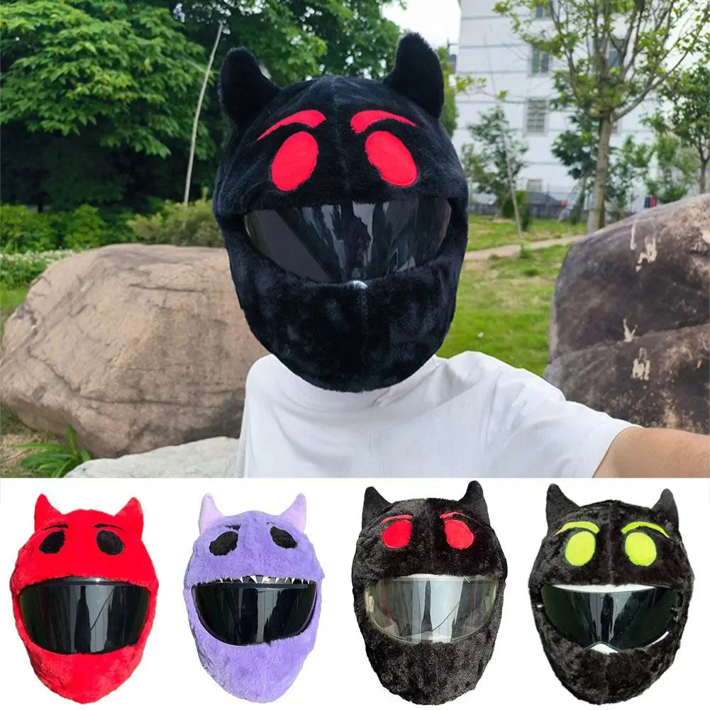 Motorcycle Helmet Cartoons Plush Helmet Protective Cover Helmet Full Face Covers For Halloween Outdoor Fun Personalized Helmets