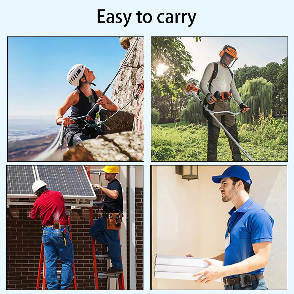 14500mAh Portable Waist Fan one-way Airflow Outlet Turbo Motors with Four Clips Emergency Flashlight Power Bank for Outdoor