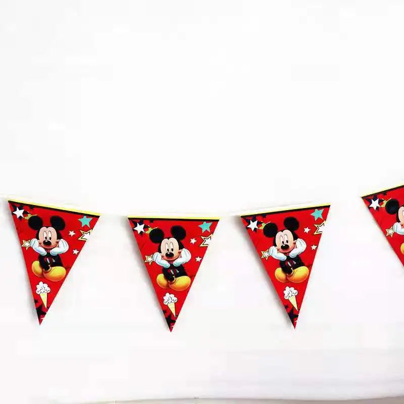 Mickey Mouse Birthday Decoration  Kids Balloons Disposable Tableware Banner Cups Pendant Baby Shower Supplies Kid Gift
