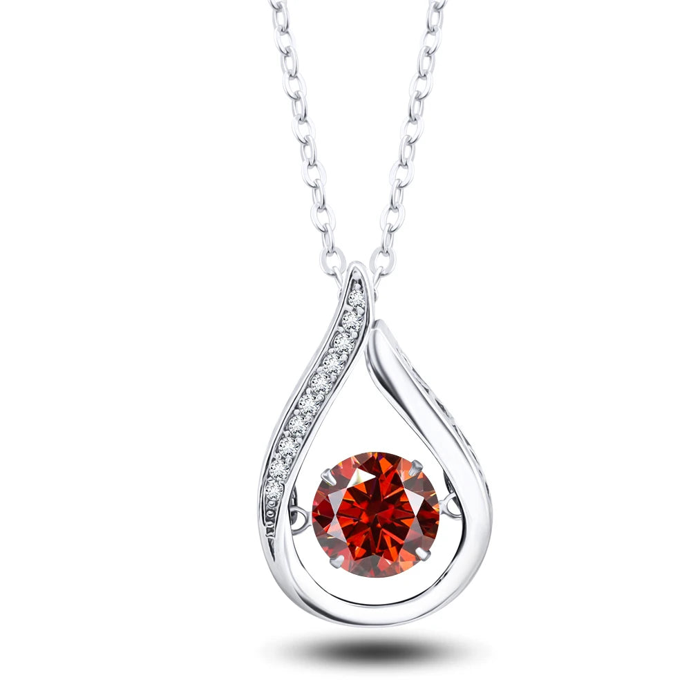 1CT Pass Tested GRA certified Moissanite Pendant Necklace for Women Sterling 925 Silver Lab-created Diamond Pendant with O-chain