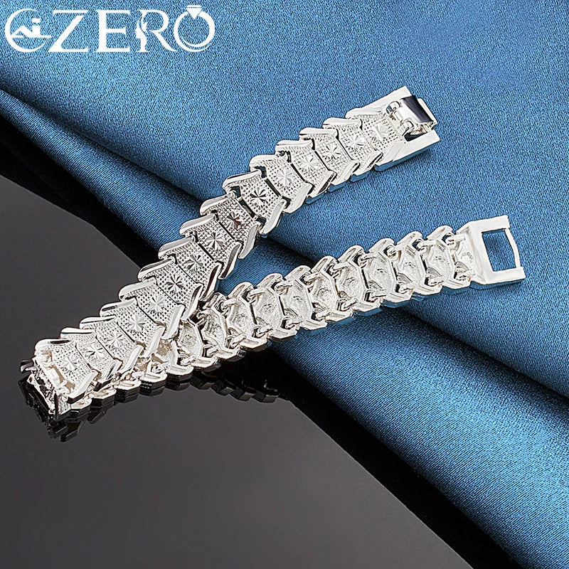 ALIZERO 925 Sterling Silver Fashion Wristband Bracelet Chain For Men's Woman Wedding Party Charm Noble Accessories Jewelry Gift