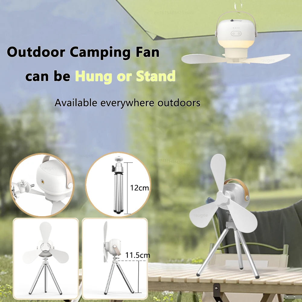 Ceiling Fan 7200mAh Portable Camping Tent Ceiling Fan USB Rechargeable Wireless Ceiling Fan with LED Lighting and Remote Control