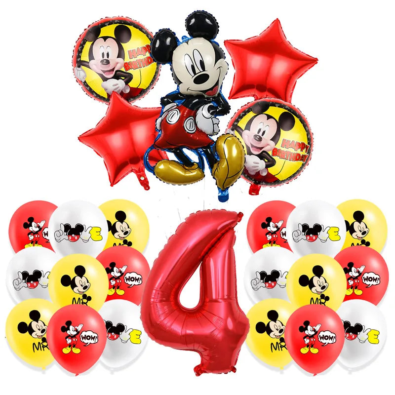 Mickey Mouse Birthday Decoration  Kids Balloons Disposable Tableware Banner Cups Pendant Baby Shower Supplies Kid Gift