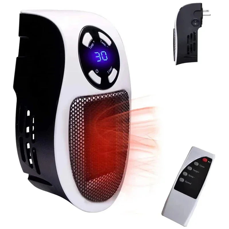 350W Portable Electric Heater with Remote Control, Wall Mounted Home Room Heater for Winter Indoor Heating Fast Warm