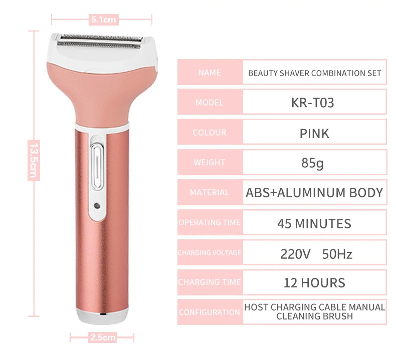 4 in 1 Body Hair Removal Epilator Armpit Hair Bikini Hair Leg Hair Pubic Hair Electric Razor Clipper Shaver Trimmer Women