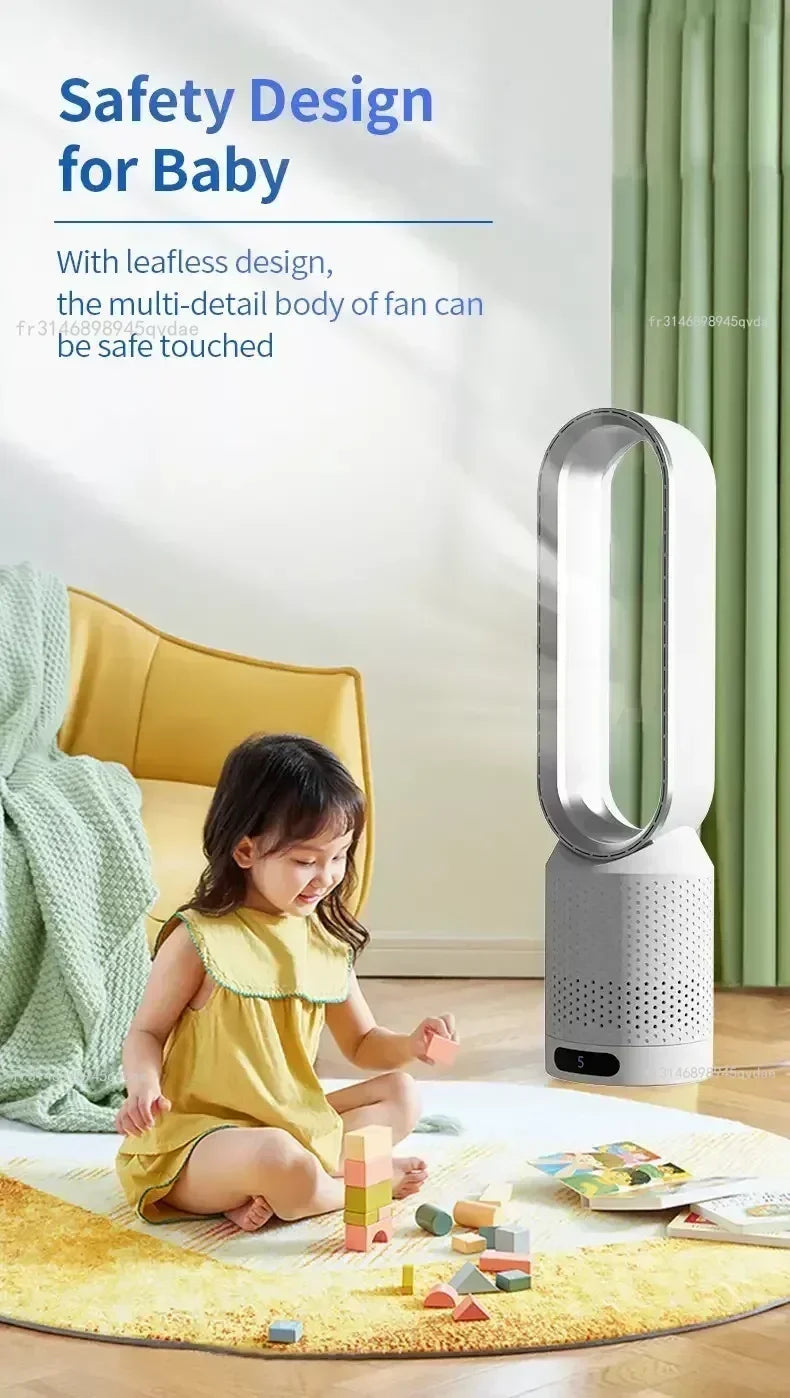 2025 Air Purification Circulation Bladeless Ultra-Quiet Dormitory Desk Floor Electric Fan Tower Bladeless
